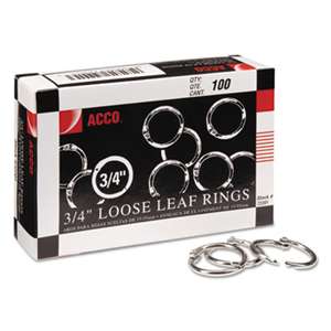 ACCO BRANDS, INC. Metal Book Rings, 3/4" Diameter, 100 Rings/Box