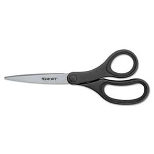 ACME UNITED CORPORATION KleenEarth Basic Plastic Handle Scissors, 8" Long, Pointed, Black, 3/Pack