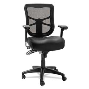ALERA Alera Elusion Series Mesh Mid-Back Multifunction Chair, Black Leather