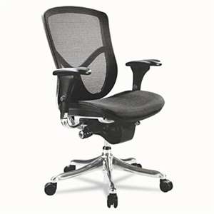 ALERA Alera EQ Series Ergonomic Multifunction Mid-Back Mesh Chair, Aluminum Base