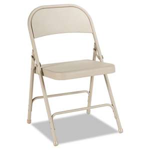 ALERA Steel Folding Chair with Two-Brace Support, Tan, 4/Carton