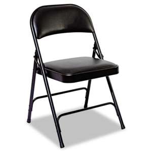 ALERA Steel Folding Chair with Two-Brace Support, Padded Back/Seat, Graphite, 4/Carton