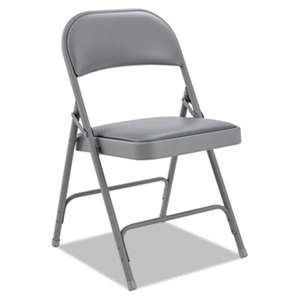 ALERA Steel Folding Chair with Two-Brace Support, Padded Back/Seat, Light Gray, 4/CT