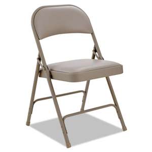 ALERA Steel Folding Chair with Two-Brace Support, Padded Back/Seat, Tan, 4/Carton