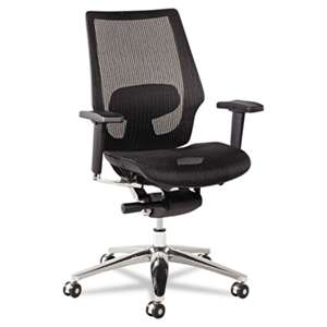 ALERA Alera K8 Series Ergonomic Multifunction Mesh Chair, Aluminum Base/Frame, Black