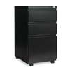 ALERA Three-Drawer Metal Pedestal File With Full-Length Pull, 14 7/8w x 19 1/8d, Black