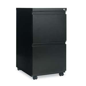 ALERA Two-Drawer Metal Pedestal File With Full-Length Pull, 14 7/8w x 19 1/8d, Black