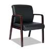 ALERA Alera Reception Lounge Series Guest Chair, Mahogany/Black Leather
