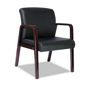ALERA Alera Reception Lounge Series Guest Chair, Mahogany/Black Leather