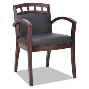 ALERA Alera Reception Lounge 500 Series Arch CutOut Wood Chair, Mahogany/Black Leather