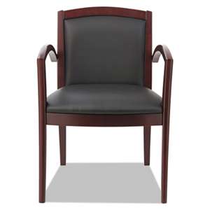 ALERA Alera Reception Lounge 500 Series Arch Solid Wood Chair, Mahogany/Black Leather