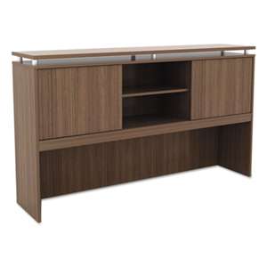 ALERA Alera Sedina Series Hutch with Sliding Doors, 66w x 15d x 42 1/2h, Modern Walnut