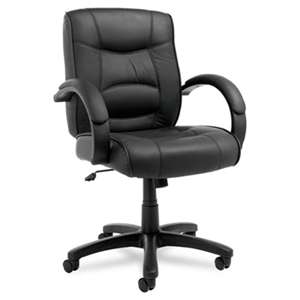 ALERA Alera Strada Series Mid-Back Swivel/Tilt Chair w/Black Top-Grain Leather