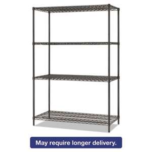 ALERA All-Purpose Wire Shelving Starter Kit, 4-Shelf, 48 x 24 x 72, Black Anthracite+