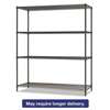 ALERA All-Purpose Wire Shelving Starter Kit, 4-Shelf, 60 x 18 x 72, Black Anthracite+