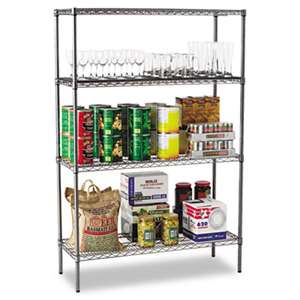 ALERA Wire Shelving Starter Kit, Four-Shelf, 48w x 18d x 72h, Black Anthracite