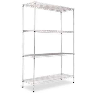 ALERA Industrial Heavy-Duty Wire Shelving Starter Kit, 4-Shelf, 48w x 18d x 72h,Silver