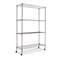 ALERA Complete Wire Shelving Unit w/Caster, Four-Shelf, 48 x 18 x 72, Black Anthracite