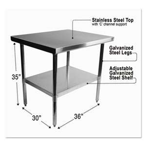 ALERA Stainless Steel Table, 36 x 30 x 35, Silver