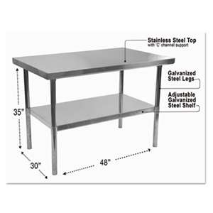 ALERA Stainless Steel Table, 48 x 30 x 35, Silver