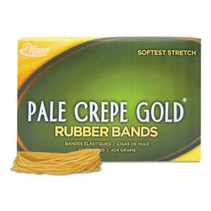 ALLIANCE RUBBER Pale Crepe Gold Rubber Bands, Sz. 19, 3-1/2 x 1/16, 1lb Box
