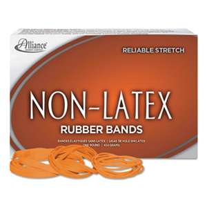 ALLIANCE RUBBER Non-Latex Rubber Bands, Sz. 64, Orange, 3 1/2 x 1/4, 380 Bands/1lb Box