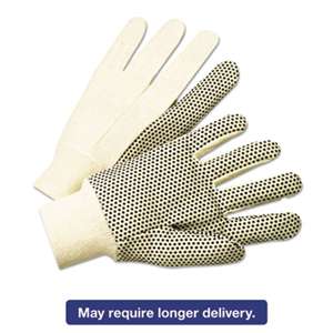 ANCHOR 1000 Series PVC Dotted Canvas Gloves, White/Black, Large, 12 Pairs