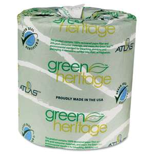 ATLAS PAPER MILLS Green Heritage Toilet Tissue, 4 1/2 x 3 1/2 Sheets, 2-Ply, 500/Roll, 96 Rolls/CT