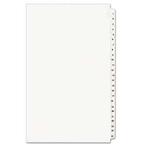 AVERY-DENNISON Avery-Style Legal Exhibit Side Tab Divider, Title: 1-25, 14 x 8 1/2, White