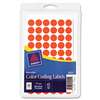 AVERY-DENNISON Handwrite Only Removable Round Color-Coding Labels, 1/2" dia, Neon Red, 840/Pack