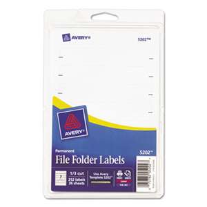 AVERY-DENNISON Print or Write File Folder Labels, 11/16 x 3 7/16, White, 252/Pack