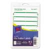 AVERY-DENNISON Print or Write File Folder Labels, 11/16 x 3 7/16, White/Green Bar, 252/Pack