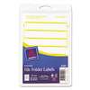 AVERY-DENNISON Print or Write File Folder Labels, 11/16 x 3 7/16, White/Yellow Bar, 252/Pack