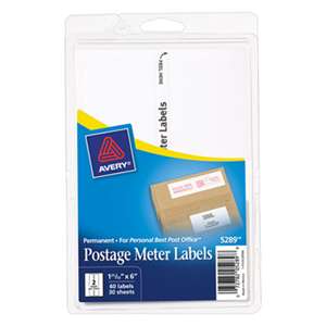 AVERY-DENNISON Postage Meter Labels for Personal Post Office E700, 1 25/32 x 6, White, 60/Pack