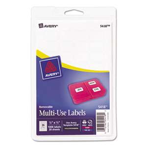 AVERY-DENNISON Removable Multi-Use Labels, 1/2 x 3/4, White, 1008/Pack