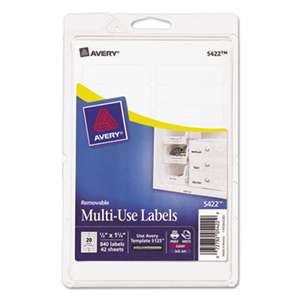 AVERY-DENNISON Removable Multi-Use Labels, 1/2 x 1 3/4, White, 840/Pack