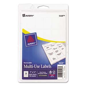AVERY-DENNISON Removable Multi-Use Labels, 1 x 3/4, White, 1000/Pack