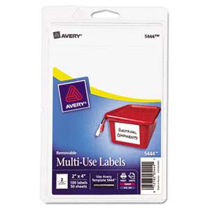 AVERY-DENNISON Removable Multi-Use Labels, 2 x 4, White, 100/Pack