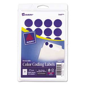 AVERY-DENNISON Printable Removable Color-Coding Labels, 3/4" dia, Dark Blue, 1008/Pack