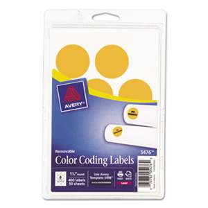 AVERY-DENNISON Printable Removable Color-Coding Labels, 1 1/4" dia, Neon Orange, 400/Pack