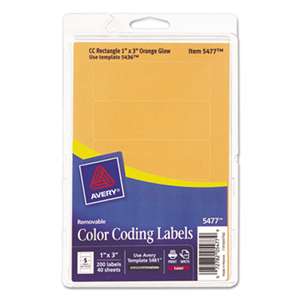 AVERY-DENNISON Printable Removable Color-Coding Labels, 1 x 3, Neon Orange, 200/Pack