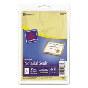 AVERY-DENNISON Printable Gold Foil Seals, 2" dia, 44/Pack