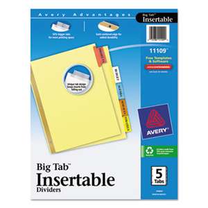 AVERY-DENNISON Insertable Big Tab Dividers, 5-Tab, Letter