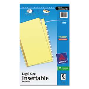 AVERY-DENNISON Insertable Standard Tab Dividers, 8-Tab, Legal