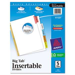 AVERY-DENNISON Insertable Big Tab Dividers, 5-Tab, Letter