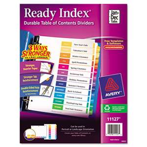 AVERY-DENNISON Ready Index Customizable Table of Contents Multicolor Dividers, 12-Tab, Letter