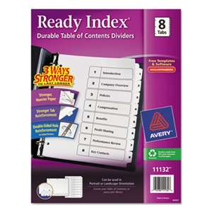 AVERY-DENNISON Ready Index Customizable Table of Contents Black & White Dividers, 8-Tab, Letter