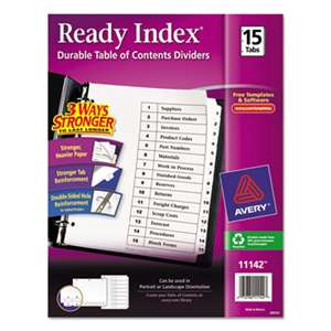 AVERY-DENNISON Ready Index Customizable Table of Contents Black & White Dividers, 15-Tab, Ltr