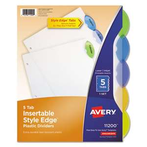 AVERY-DENNISON Insertable Style Edge Tab Plastic Dividers, 5-Tab, Letter