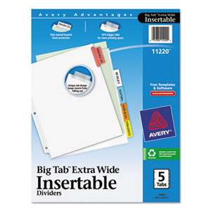 AVERY-DENNISON Insertable Big Tab Dividers, 5-Tab, 11 1/8 x 9 1/4